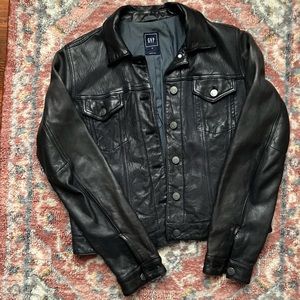 Gap Black Leather Jacket Medium